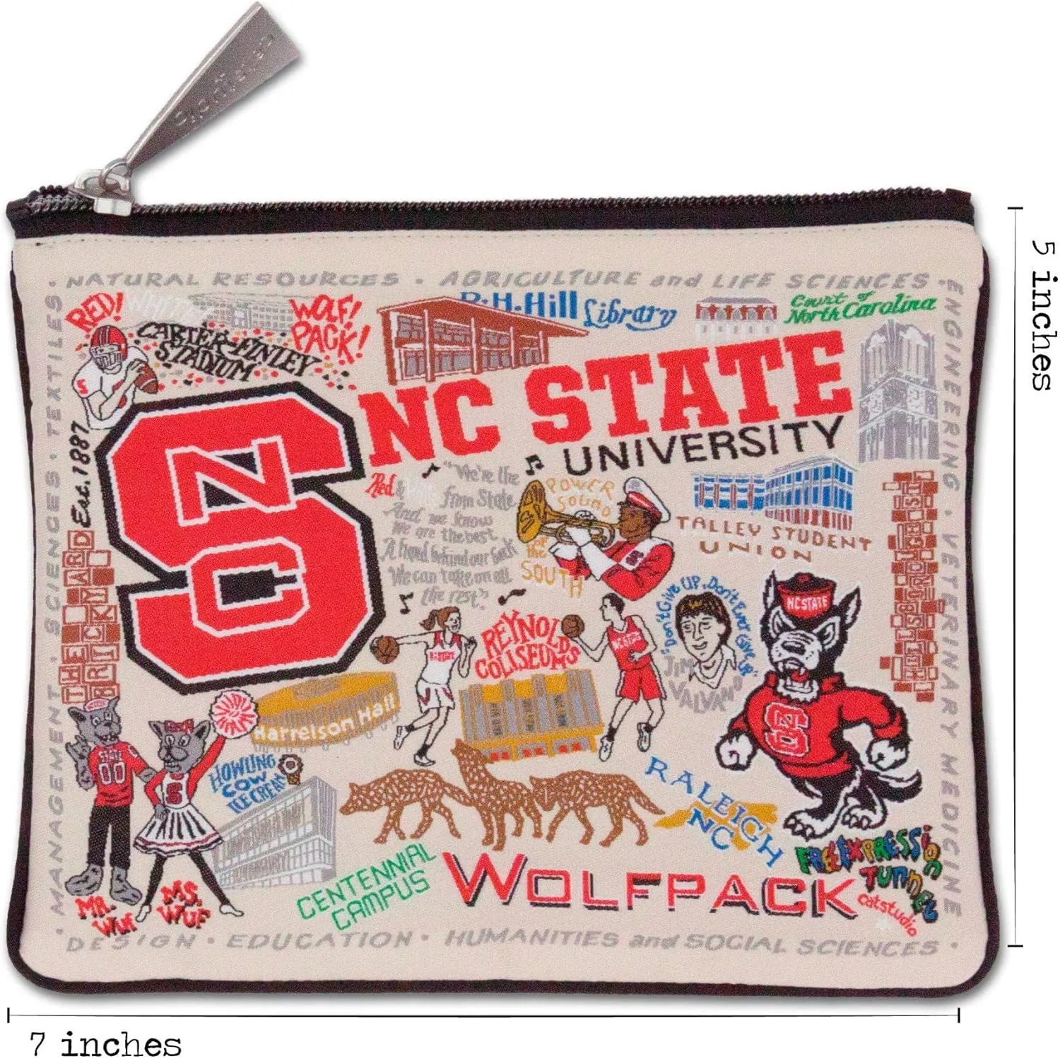 Catstudio Collegiate Zipper Pouch, North Carolina State University Travel Toiletry Bag - Ideal Gift for Alumni, Makeup Bag, Dog Treat Pouch, or Travel Purse