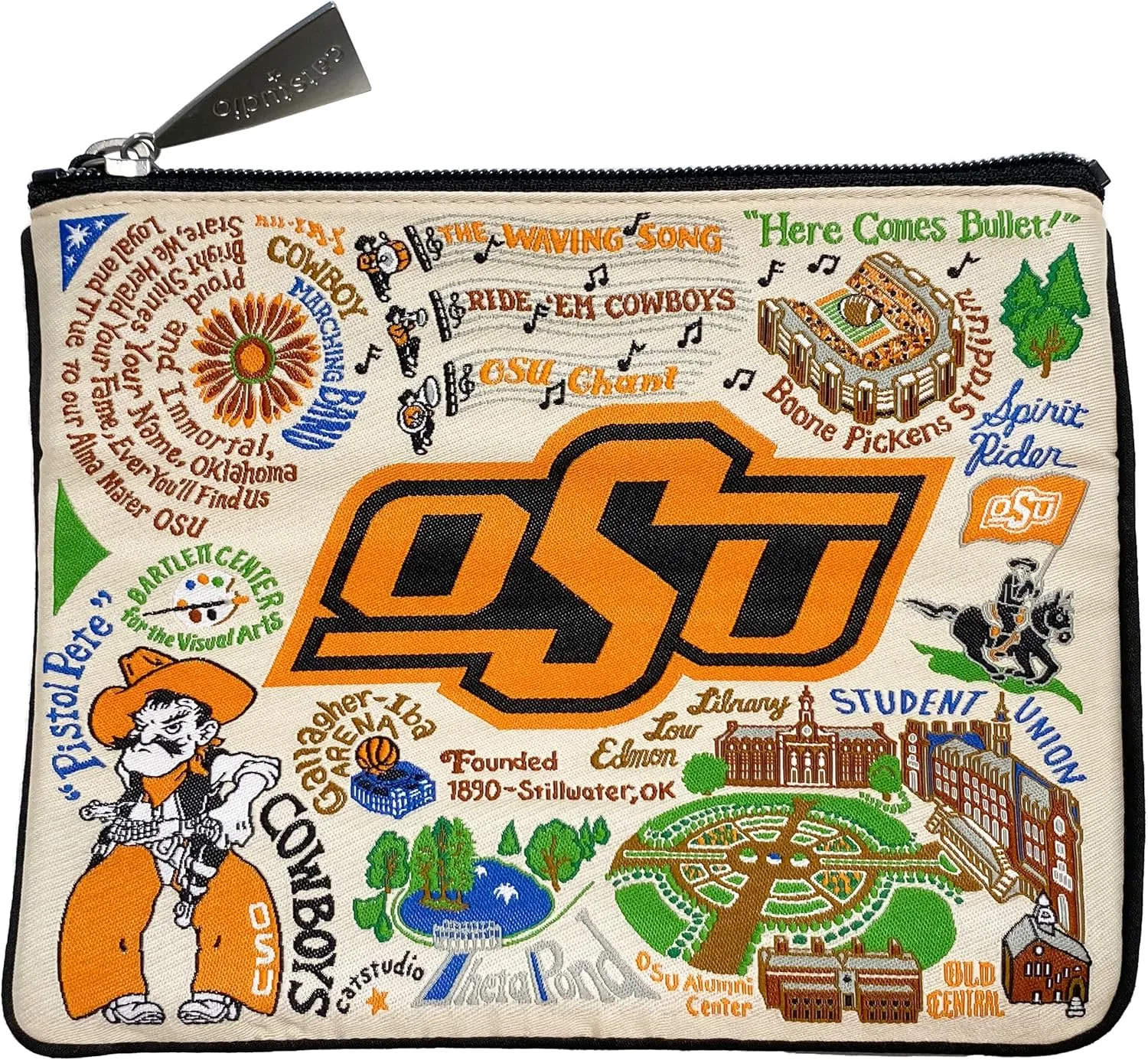 Catstudio Zipper Pouch, Oklahoma State University Travel Toiletry Bag, 5 x 7, Ideal Makeup Bag, Dog Treat Pouch, or Purse to Organize Supplies for Grads & Alumni