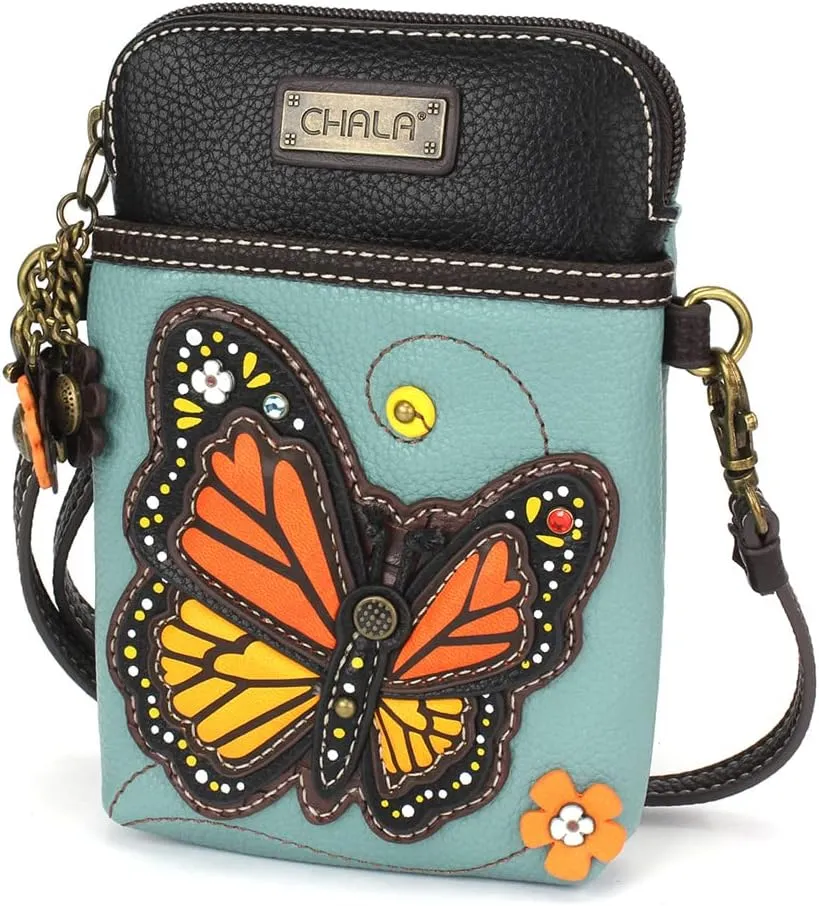 CHALA Cell Phone Crossbody Purse-Women PU Leather/Canvas Multicolor Handbag with Adjustable Strap