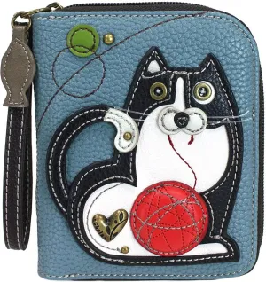CHALA Fat Cat Zip-Around Wristlet Wallet - Cat Lover Gift Cat Mom