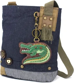 Chala Patch Cross-Body Women Handbag, Blue Denim Canvas Messenger Bag
