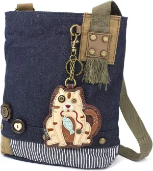 Chala Patch Cross-Body Women Handbag, Blue Denim Canvas Messenger Bag