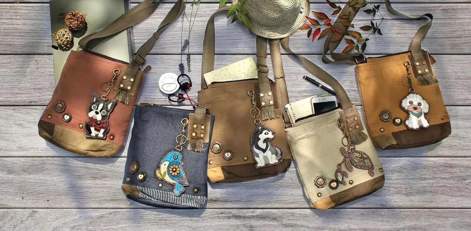 Chala Patch Cross-Body Women Handbag, Blue Denim Canvas Messenger Bag