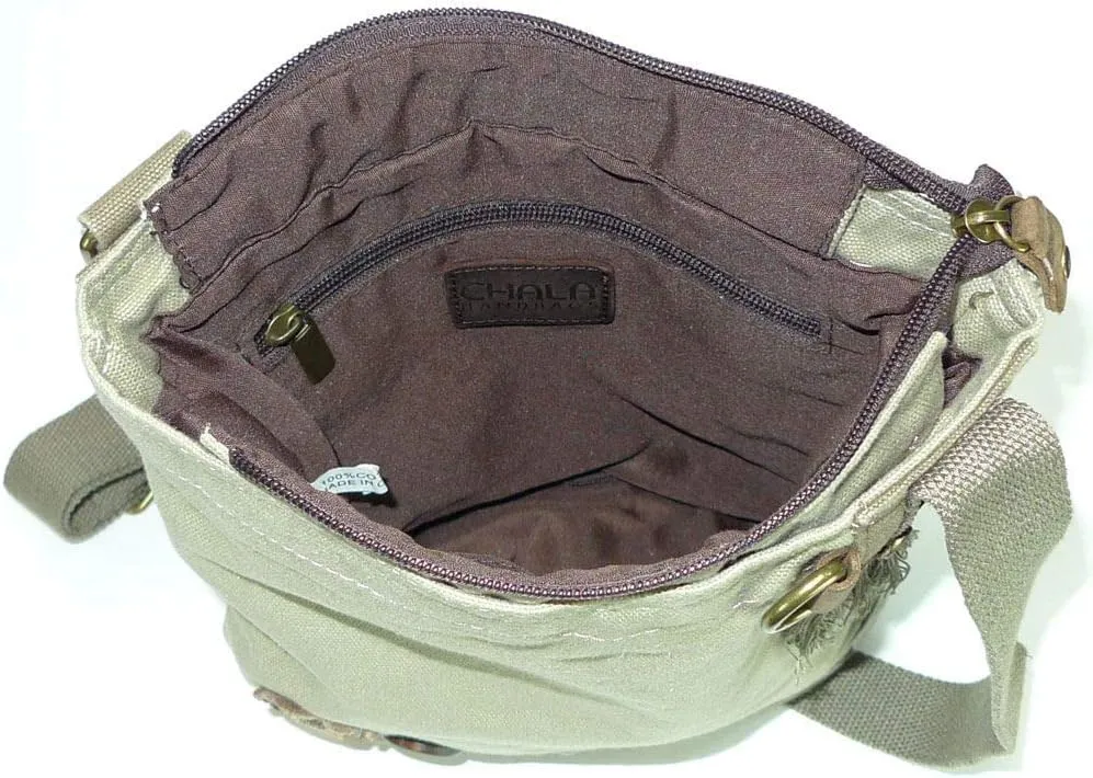 Chala Patch Cross-Body Women Handbag, Blue Denim Canvas Messenger Bag
