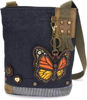 CHALA Patch Cross-Body Women Handbag, Blue Denim Canvas Messenger Bag