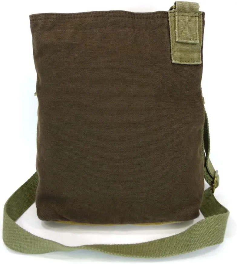 CHALA Patch Cross-Body Women Handbag, Canvas Messenger Bag Dark Brown