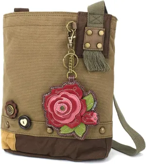 Chala Patch Cross-Body Women Handbag, Canvas Messenger Bag - Olive