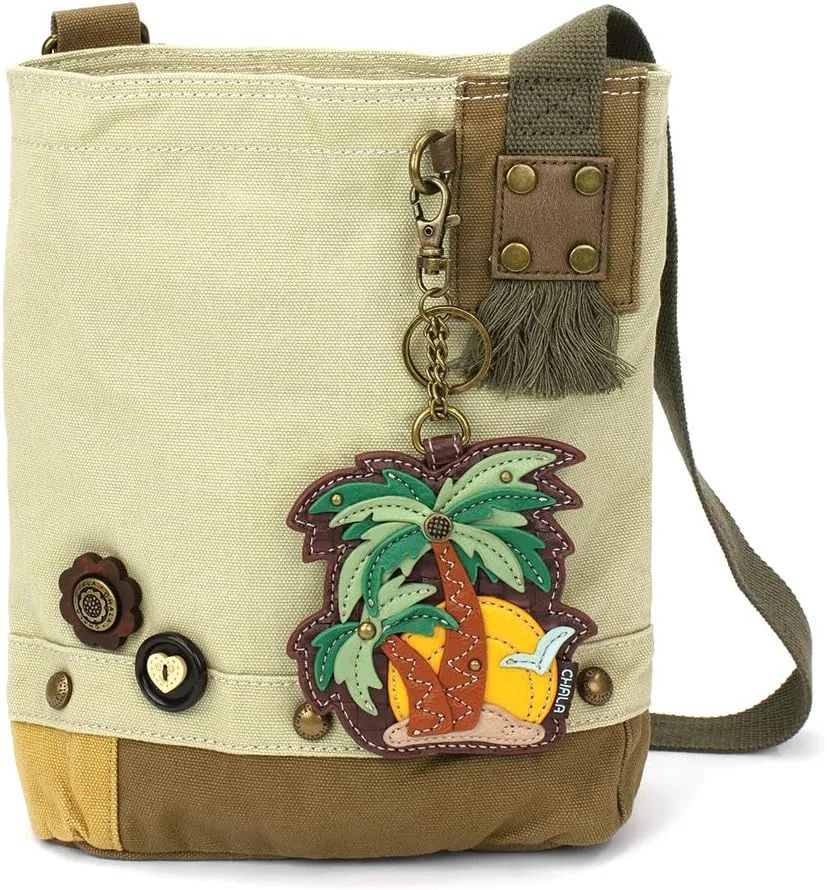 Chala Patch Cross-Body Women Handbag, Sand Canvas Messenger Bag