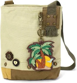 Chala Patch Cross-Body Women Handbag, Sand Canvas Messenger Bag