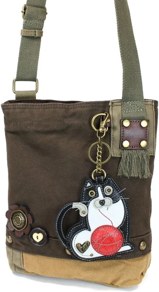 Chala Patch Crossbody, Washed Canvas Handbag, Zipper Top , Animal Prints