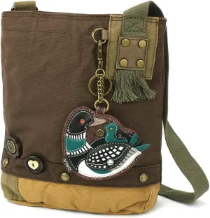 Chala Women Handbag Patch Crossbody - Loon Bird - Dark Brown