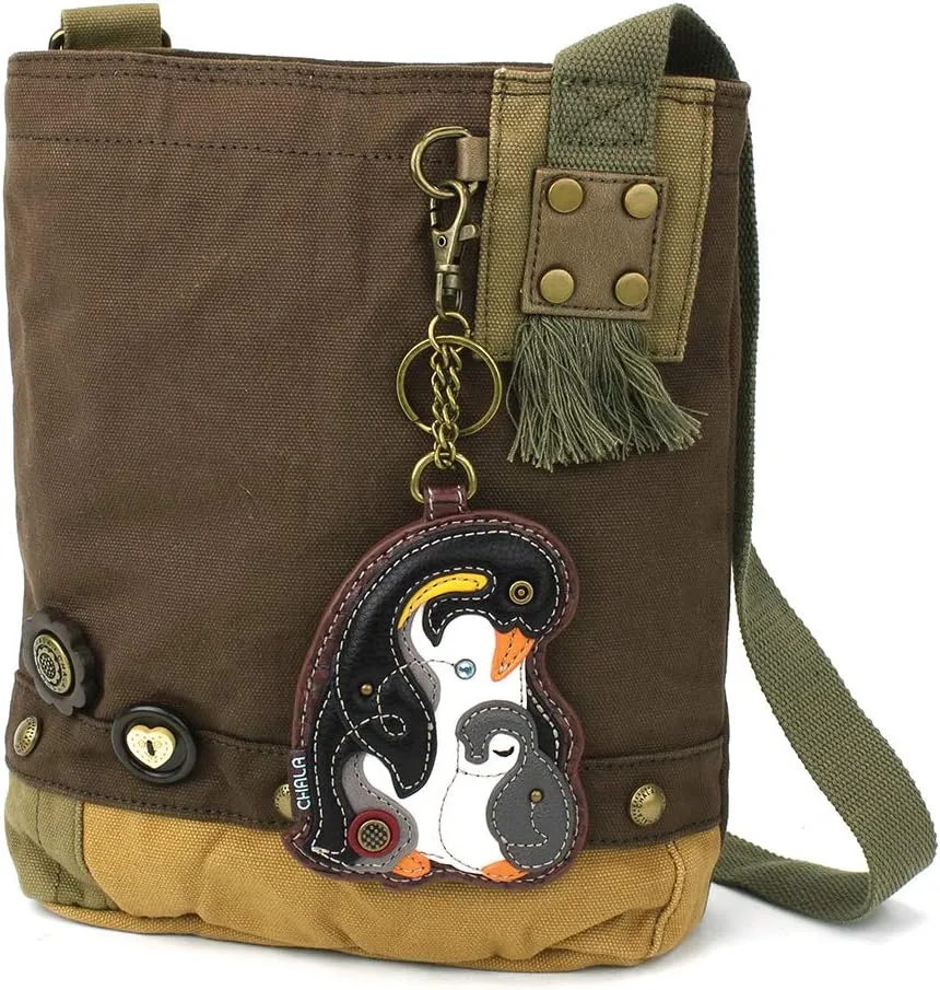 Chala Women Handbag Patch Crossbody - Penguin - Dark Brown