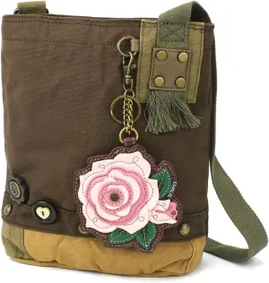 Chala Women Handbag Patch Crossbody - Pink Rose - Dark Brown