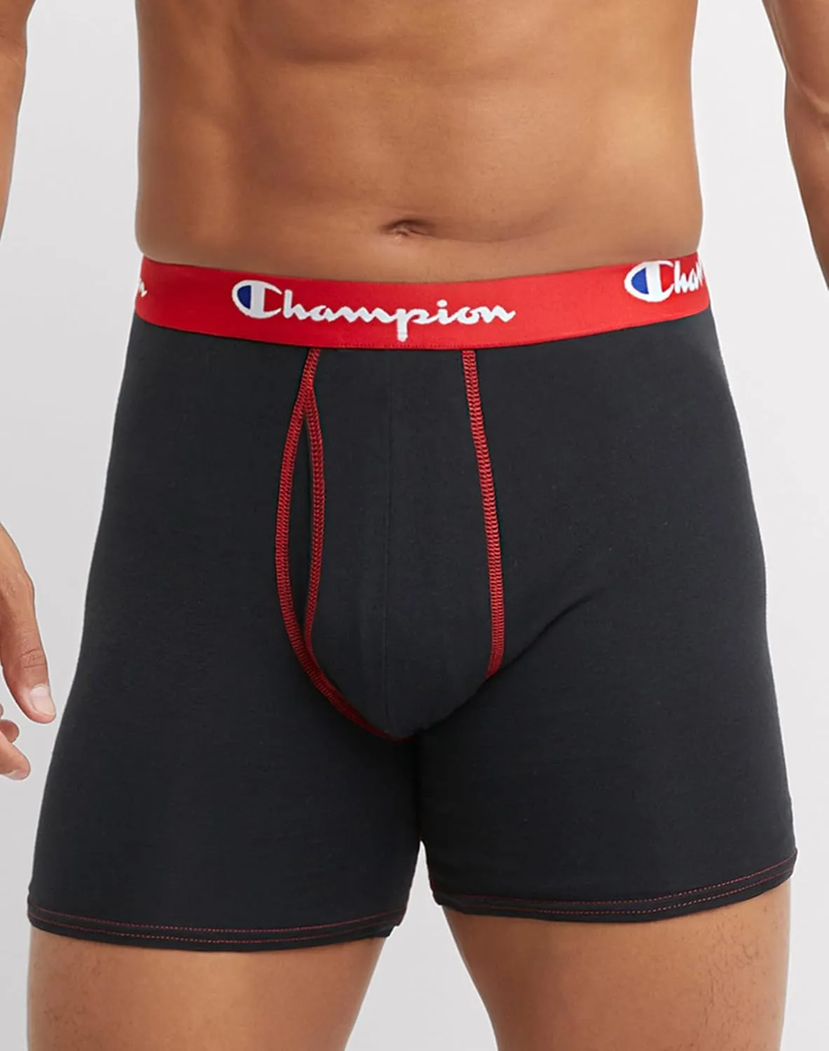 Champion Men's Underwear Boxer Briefs, Total Support Pouch, Cotton Stretch, 3-Pack