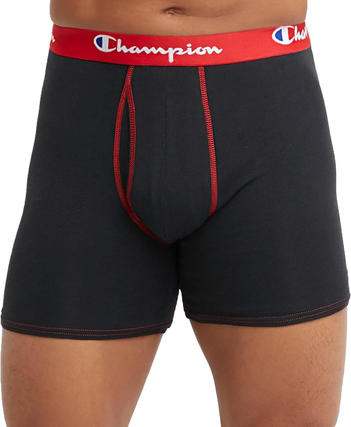 Champion Men's Underwear Boxer Briefs, Total Support Pouch, Cotton Stretch, 3-Pack
