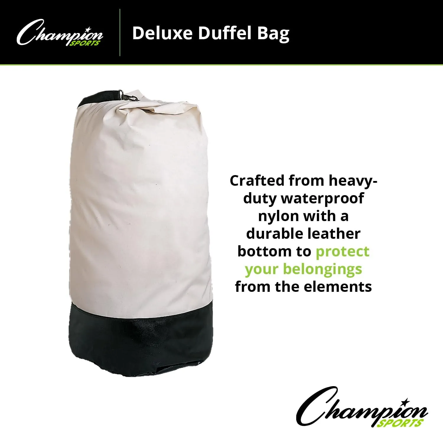 Champion Sports 12 Oz. Sturdy Lightweight Canvas Army Duffel Bag