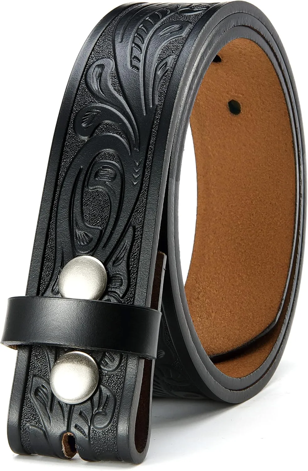 CHAOREN Western Belts for Men without Buckle - Cowboy Belt 1.5" Full Grain Leather Belt for Jeans - One Solid Piece Leather