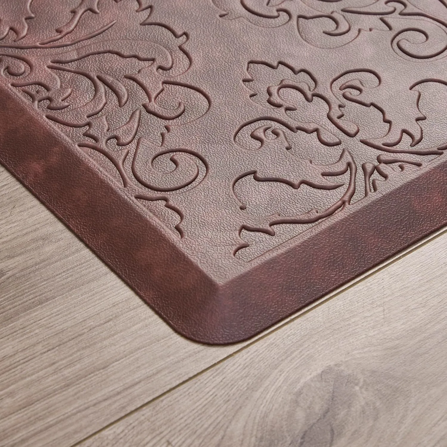 Chef Gear - Anti-Fatigue Wellness Kitchen Mat - Marni Design - Cushioned Comfort Chef Mat - Faux Leather - Cooking & Standing Relief -Skid-Resistant - Set of 2-17.5"x 60"/ 17.5"x28"- Red