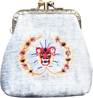 Chenille Carpet Double Kiss Clasp Coin Purse Pouch,Vintage Change Wallet Card Holder