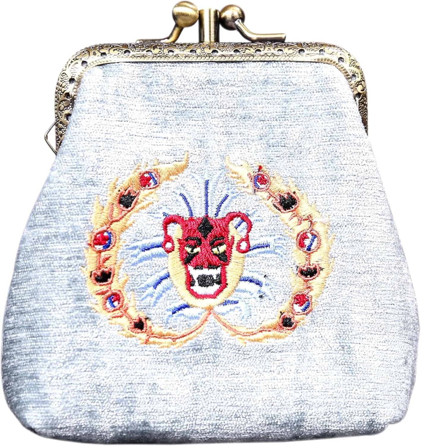 Chenille Carpet Double Kiss Clasp Coin Purse Pouch,Vintage Change Wallet Card Holder