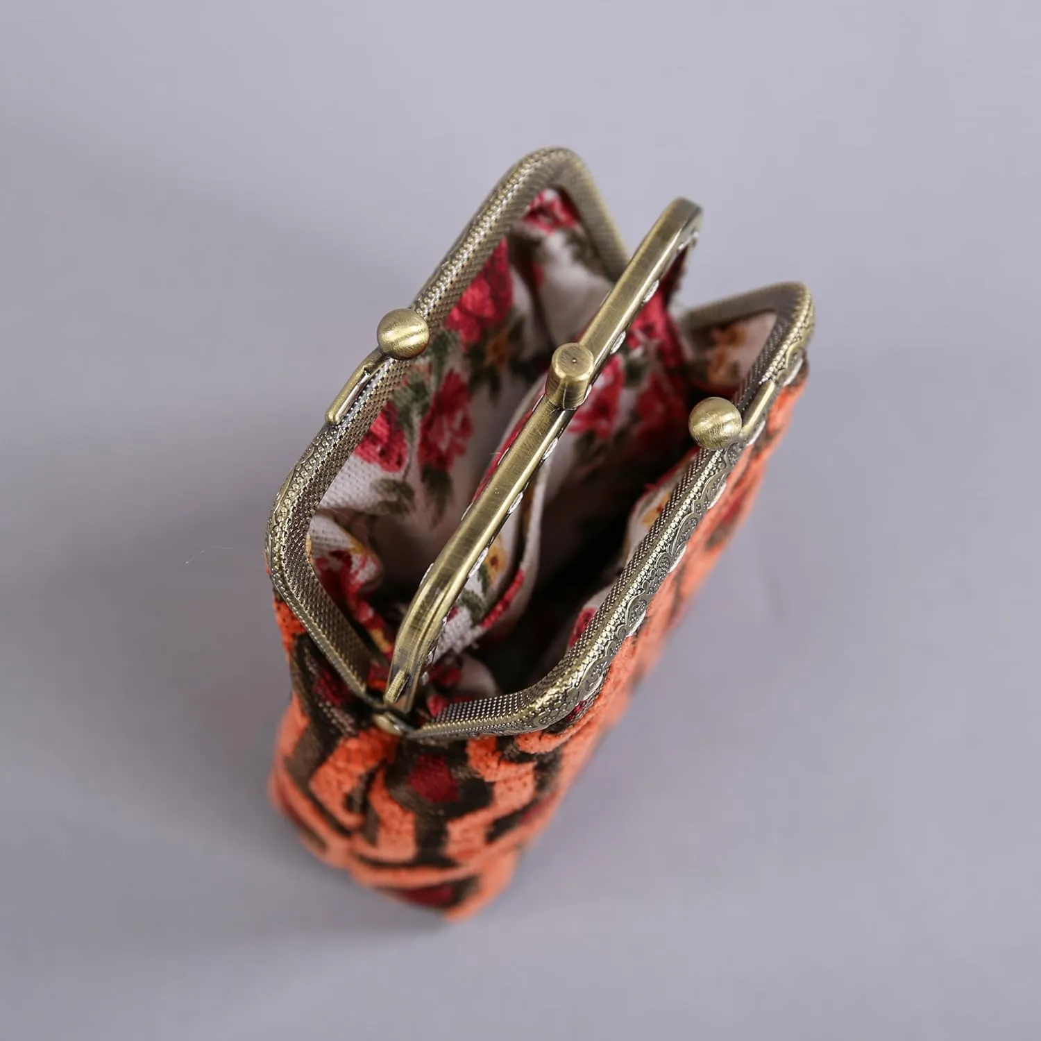 Chenille Carpet Double Kiss Clasp Coin Purse Pouch,Vintage Change Wallet Card Holder