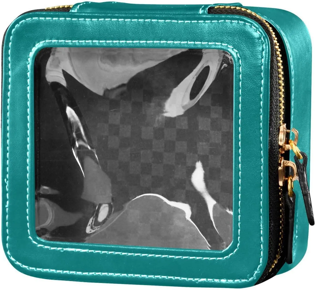 CHIFIGNO Dark Cyan Travel Bag Makeup,Zipper Makeup Bag,Cosmetic Bag for Purse,Women Makeup Bag