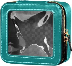 CHIFIGNO Dark Cyan Travel Bag Makeup,Zipper Makeup Bag,Cosmetic Bag for Purse,Women Makeup Bag