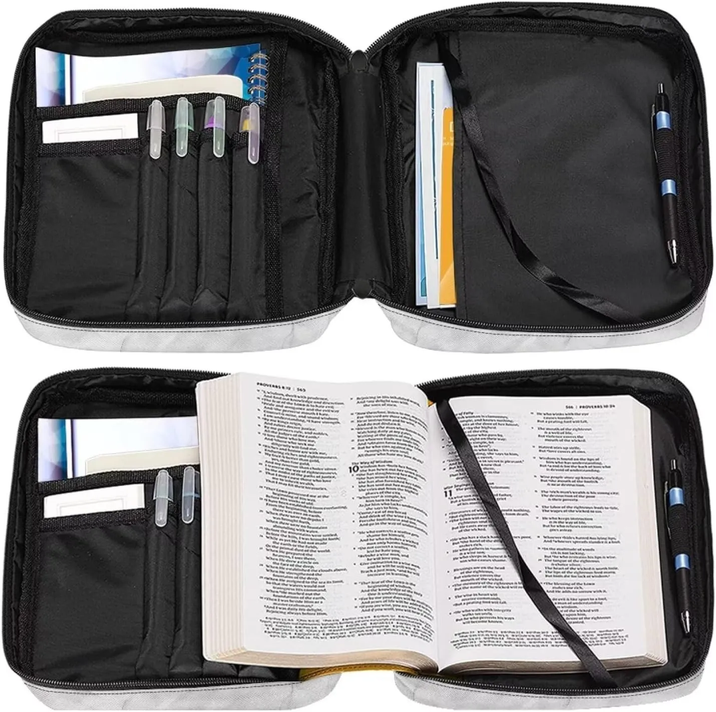 Christian Cross Floral Bible Cover-Polyester Bible Case for Women-Bible Bag Bible Carrier with Shoulder Strap Handle