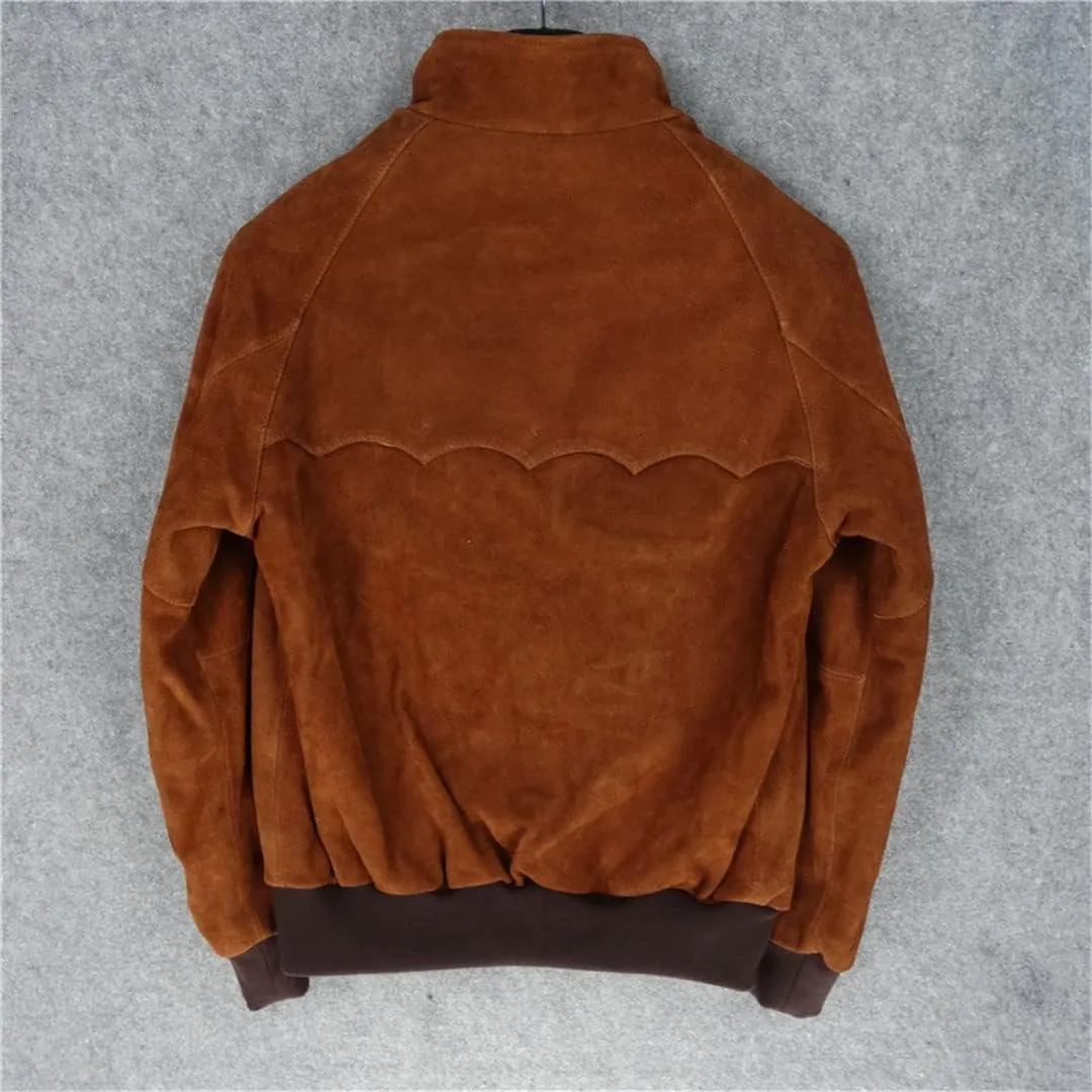 .Classic G9 Style Suede Leather Jacket.Quality Thick Cowhide Coat.Men Casual Genuine Leather Clothes.