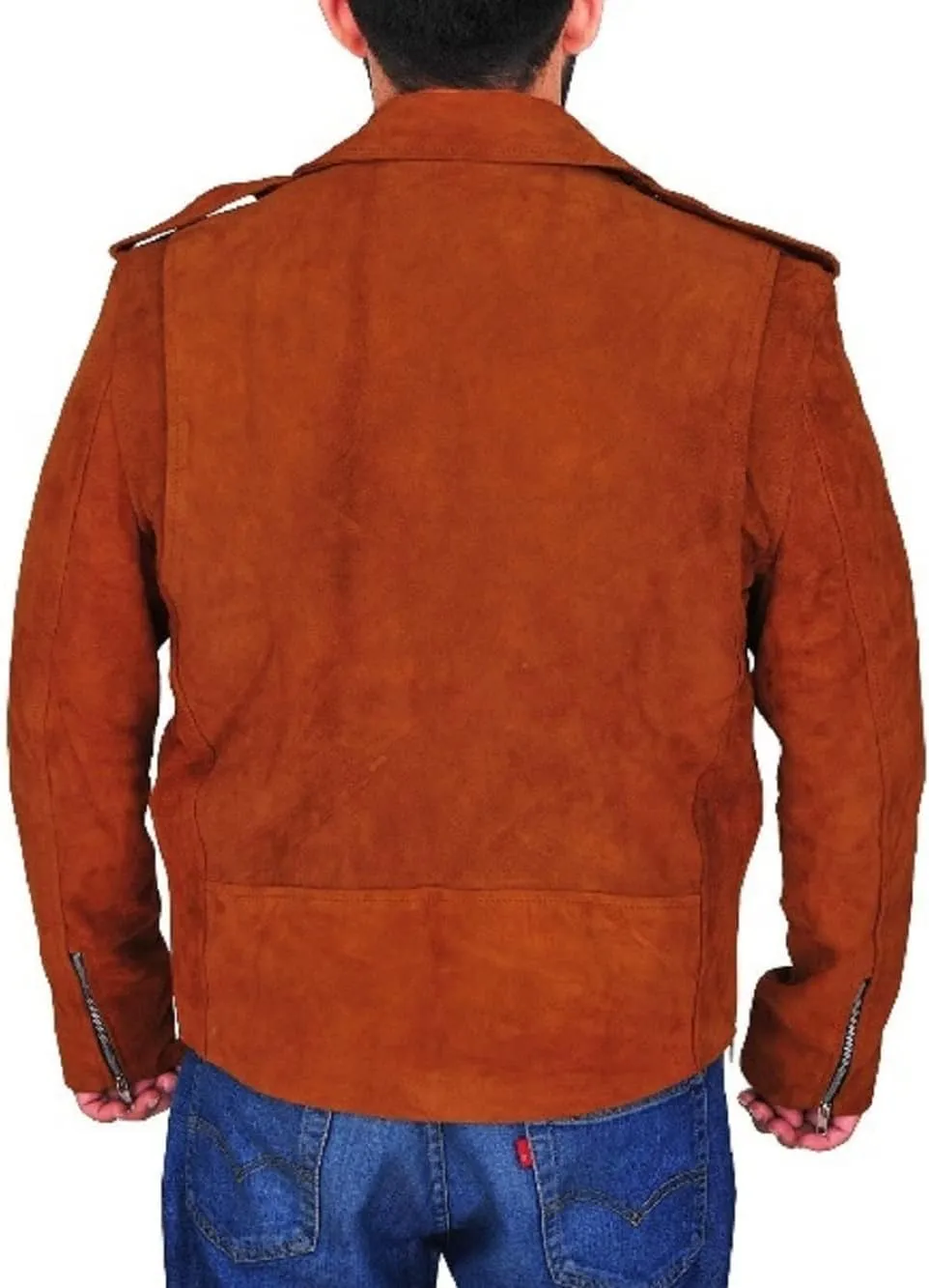 Classic Men's Sheepskin Suede Leather Jacket Biker Zipper Luxury Plain Coat SDM24