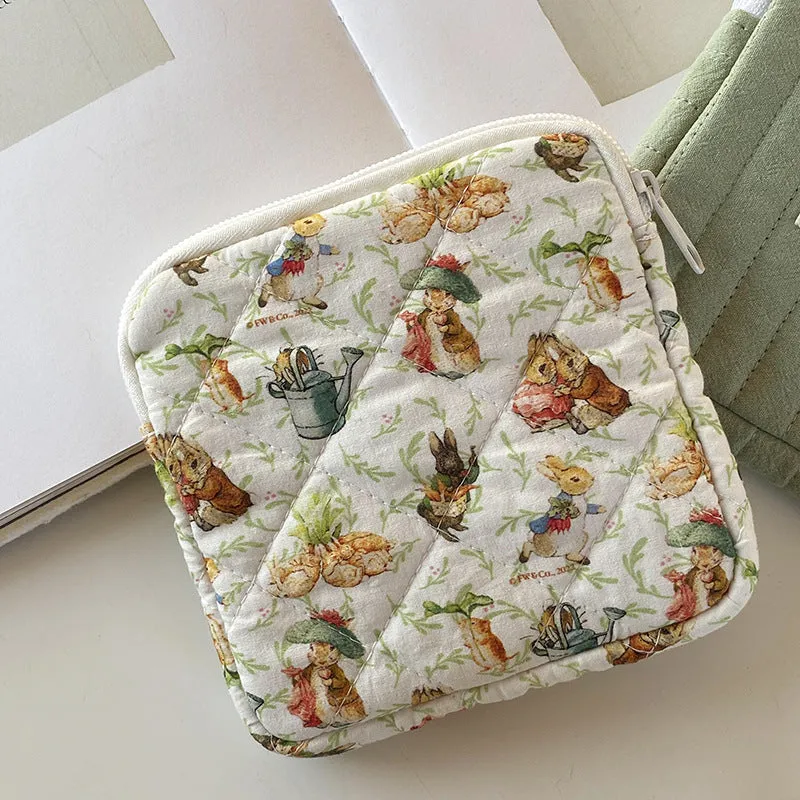 Classic Quilted Multiple Colors Floral Soft Small Coin Purse, Cute Napkin pack