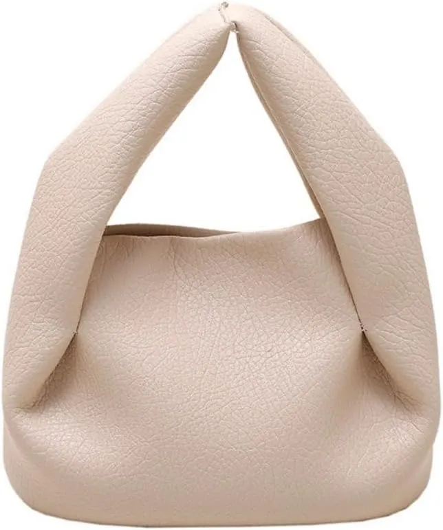 Cloud Small Handbag PU Leather Single Shoulder Crossbody Bag and Folds Design Purse for Women (White)