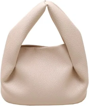 Cloud Small Handbag PU Leather Single Shoulder Crossbody Bag and Folds Design Purse for Women (White)
