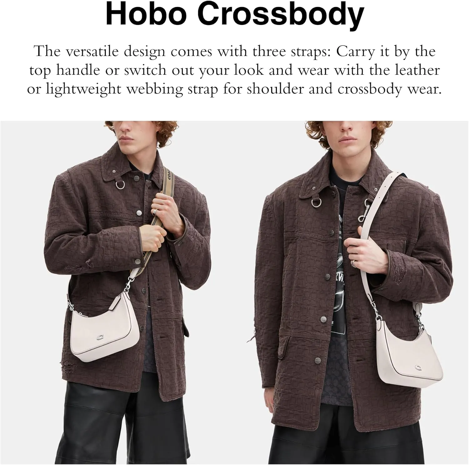 Coach Unisex Hobo Crossbody Bag in Crossgrain Leather