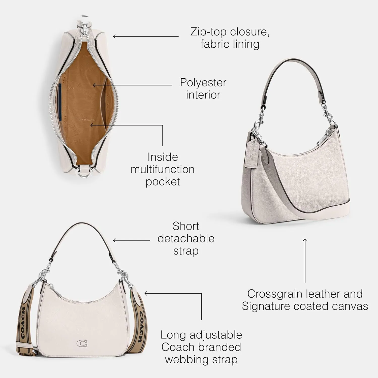 Coach Unisex Hobo Crossbody Bag in Crossgrain Leather