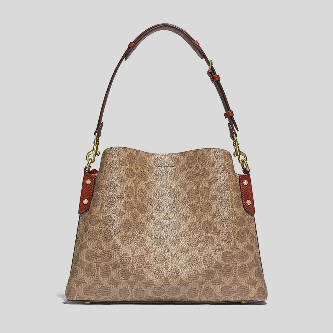 COACH Willow Shoulder Bag In Signature Canvas Tan Rust RB-C2745