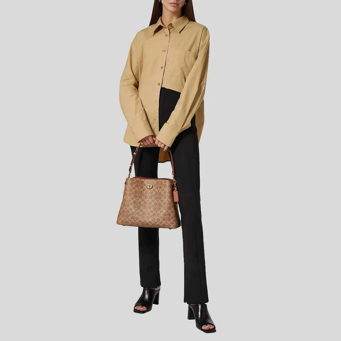 COACH Willow Shoulder Bag In Signature Canvas Tan Rust RB-C2745