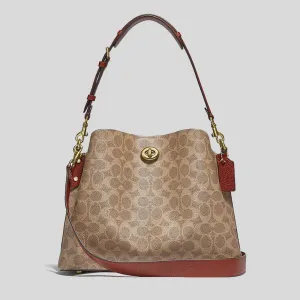 COACH Willow Shoulder Bag In Signature Canvas Tan Rust RB-C2745