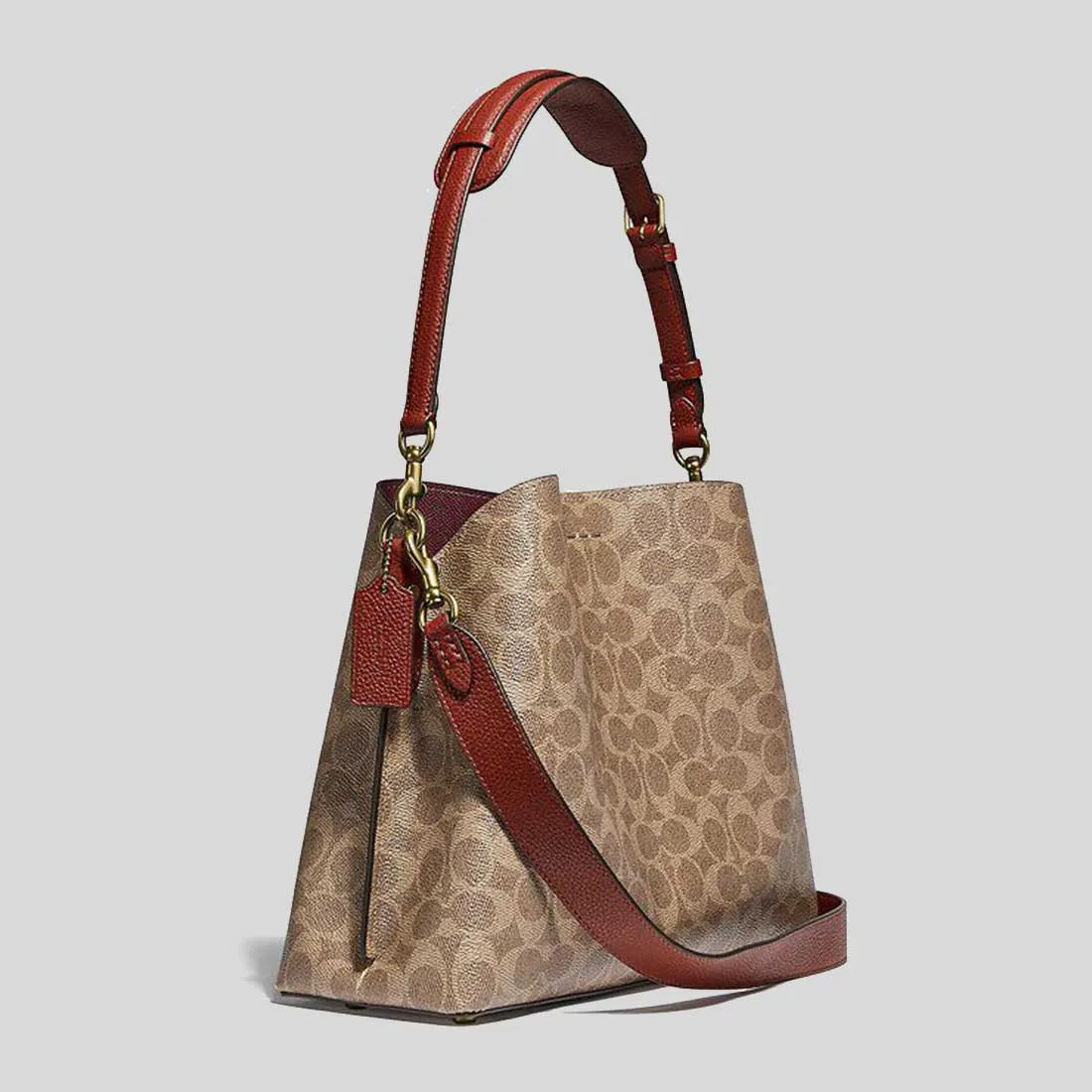 COACH Willow Shoulder Bag In Signature Canvas Tan Rust RB-C2745