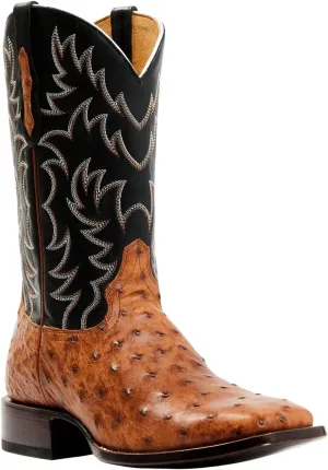 Cody James Men's Full Quill Cognac Ostrich Exotic Western Boot Broad Square Toe - Bbme-114