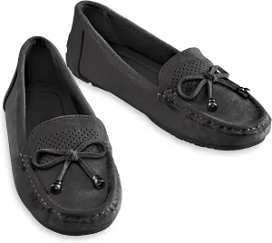 Collections Etc Stylish Microsuede Tassel Tie Cut-Out Pattern Moccasins