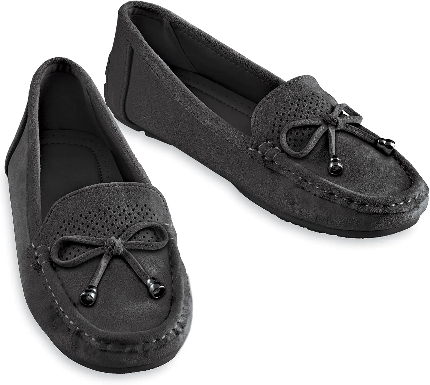 Collections Etc Stylish Microsuede Tassel Tie Cut-Out Pattern Moccasins