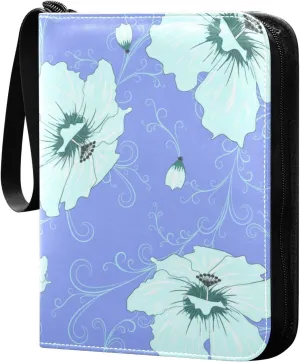 Colorful Flower-pattern Card Collector Holder for Collectible Boys Girls Game Sports Cards MTG TCG, 4 Pockets Trading Card Folder Zip Card Binder, FYGJRFTJ6958