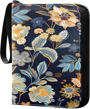 Colorful Paisley Floral Card Binder 4-Pocket, 400 Pockets Trading Cards Holder Games Card Albums Storage Organizer Case for Football, Baseball Cards
