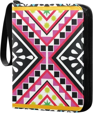 Colorful Pattern Card Collector Holder for Collectible Boys Girls Game Sports Cards MTG TCG, 4 Pockets Trading Card Folder Zip Card Binder