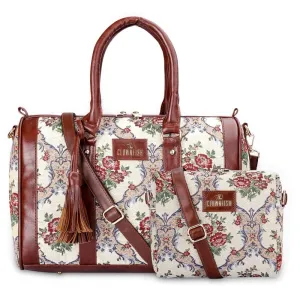 Combo: The CLOWNFISH Adelina & Lorna Handbags - Stylish Versatile Bags | Sling & Tote | 20.7L | Magenta-Floral