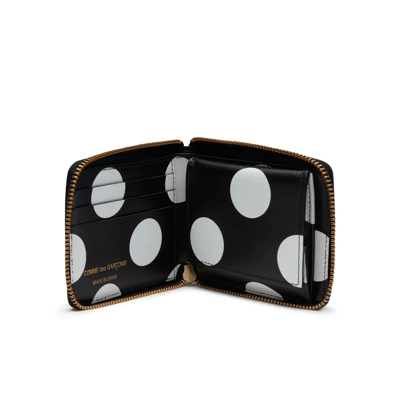 comme des garçons glossy polka dot print wallet (black)