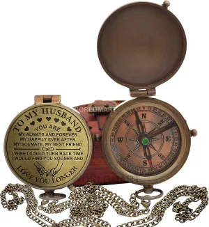 Compass for Husband, Anniversary, Long Distance Relationship - I Miss You Gift for Army Boyfriend