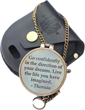 Compass Solid Brass Compass Thoreau'S Go Confidently Quote Engraved Compass with Stamp Hiking Adventure Survival Tool Antique Collectible Compass Gift by THEMEDIEVALMARTCITY