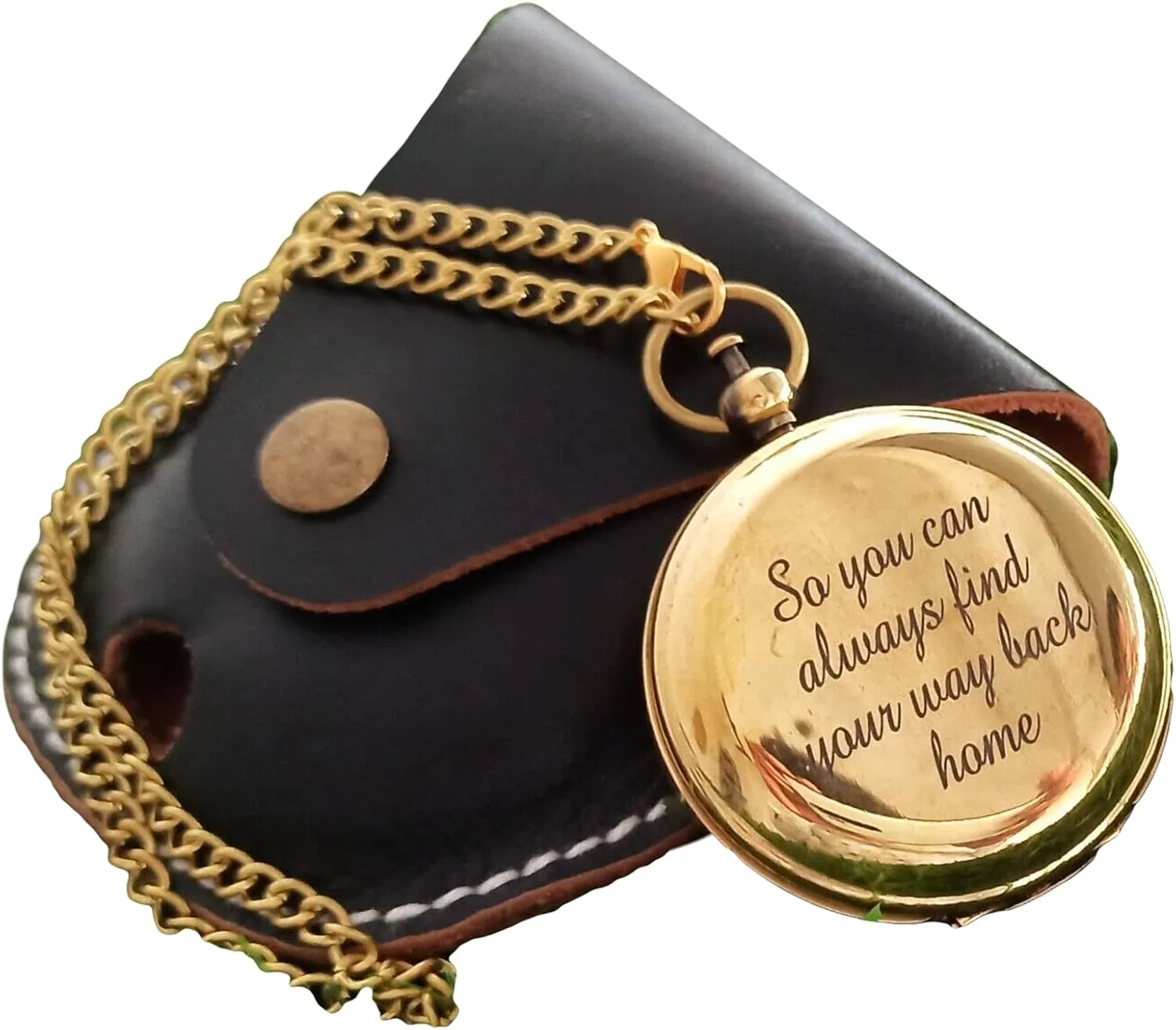 Compass Vintage Nautical Pocket Brass Compass Quote Engraved with Leather Case Hiking Adventure Survival Tool Antique Collectible Compass Gift by THEMEDIEVALMARTCITY